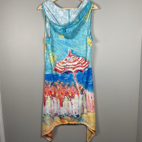 Leoma Lovegrove Happy Place Women’s M Hooded Cover Up Vented Sleeveless Beach - Picture 7 of 13